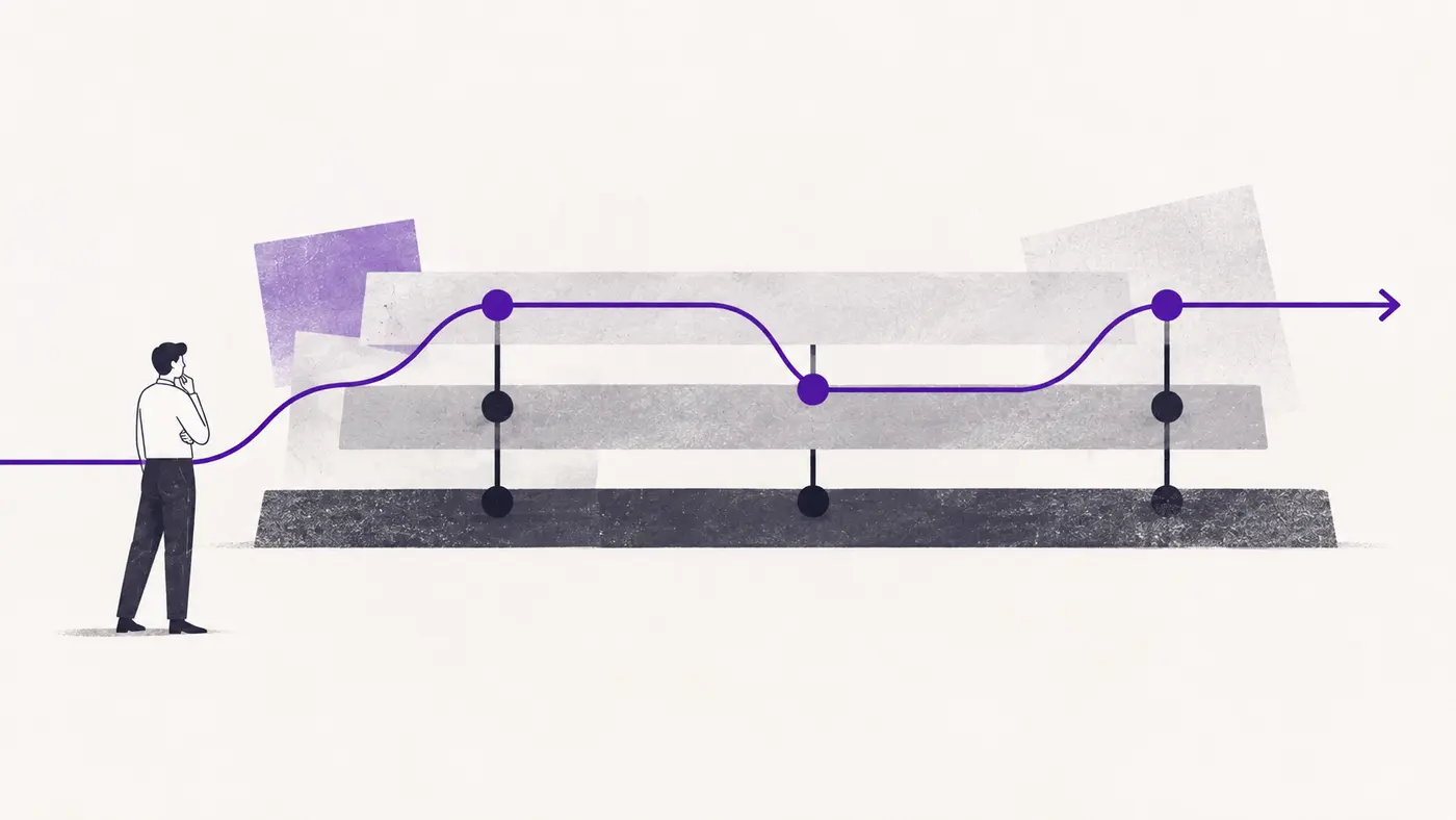 Illustration d’une trajectoire violette qui repose sur une structure stable